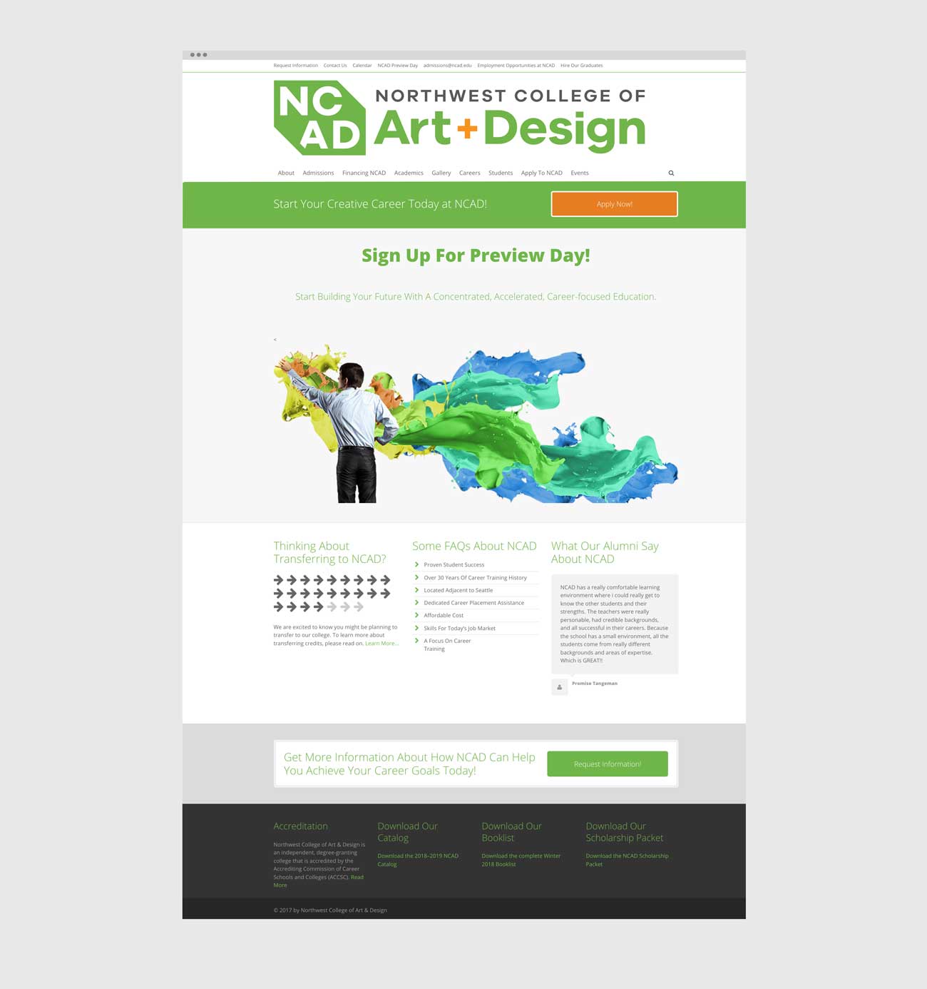 old-front-page Image of a NCAD's old website homepage